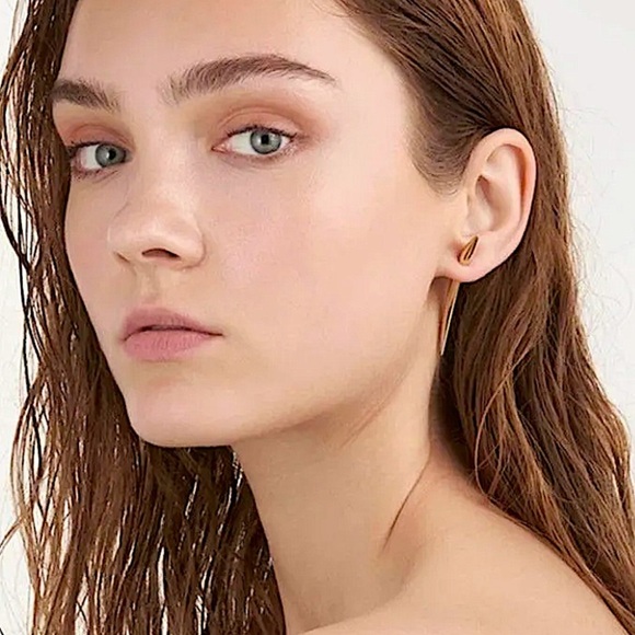 Silver Horn Spiked Earrings Punk Minimalist Fashion Unique Creative Handmade - Picture 4 of 11